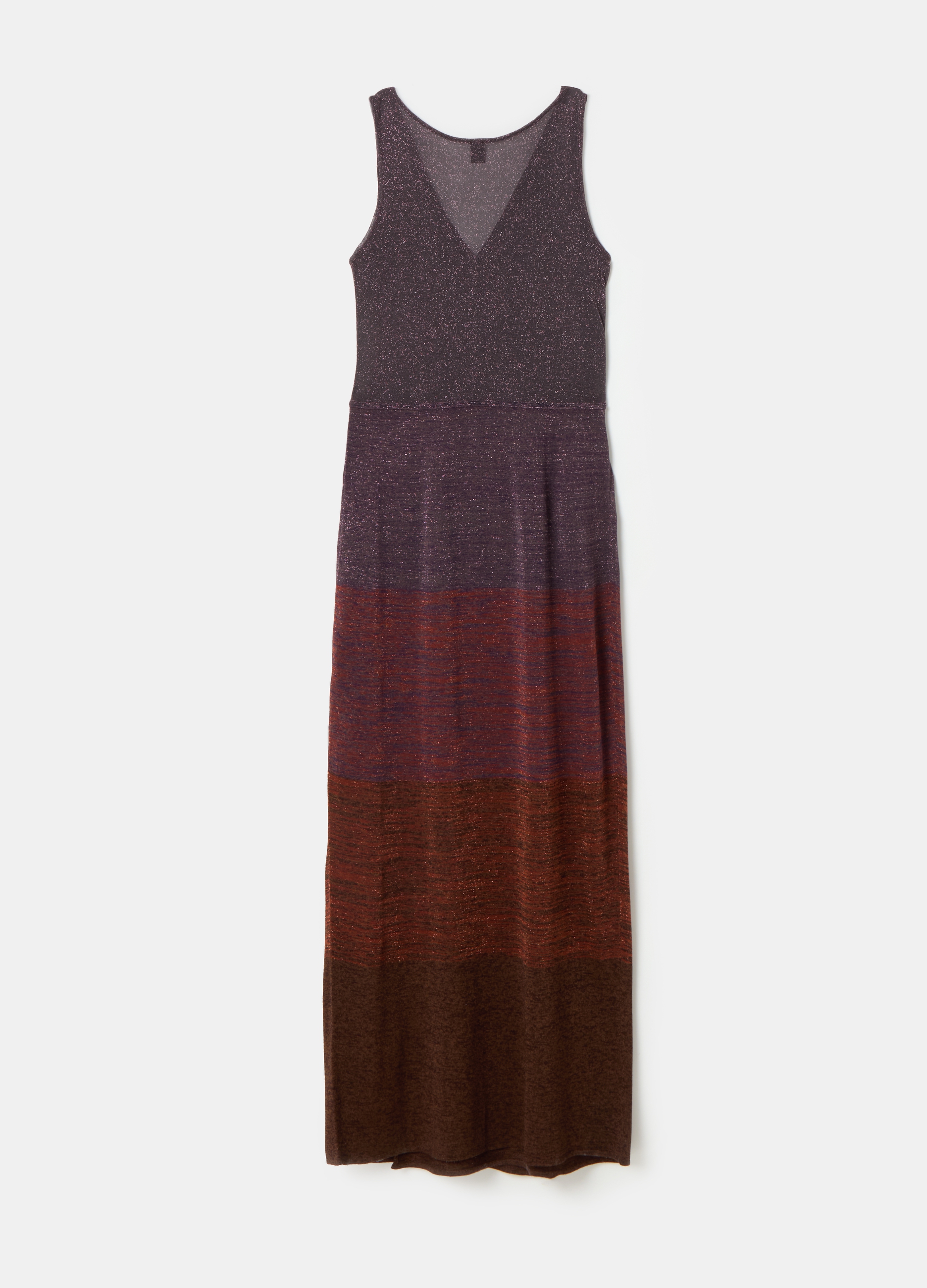 stefanel - vestito lungo glossy matte con lurex, , marrone/viola, taglia xs donna